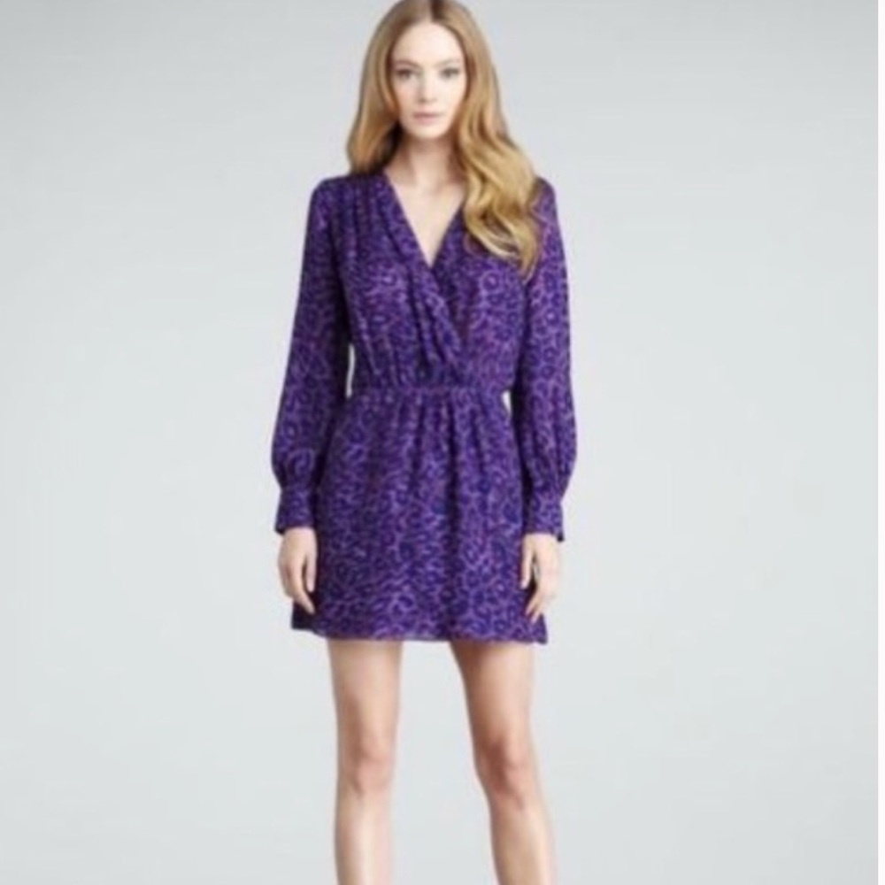 Parker Surplice Purple Leopard Dress